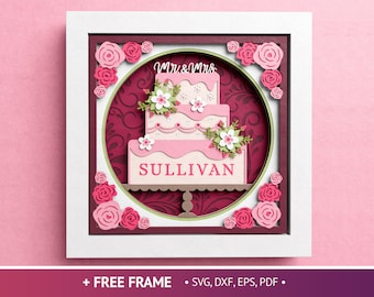 3D-bruidstaart aangepaste schaduwdoos, aangepaste naam, Dhr. Mevr., alfabet familienaam SVG, bruiloft teken familiecadeau, bestanden voor Cricut, instructies