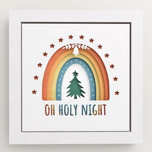 3D Oh Holy Night Shadow Box, Boho Rainbow Svg, Pliki dla Cricut i Silhouette z łatwymi instrukcjami zdjęcie 2