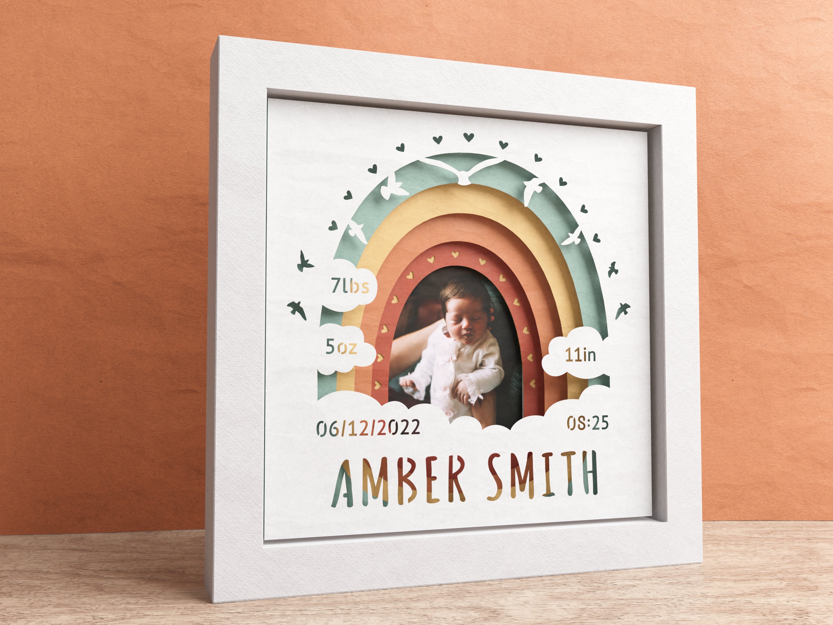 3D Customizable Baby Stats Shadow Box Baby Birth Shadow Box Etsy