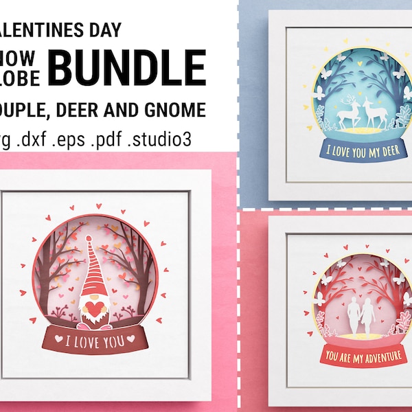 3D Valentines Day Shadow Box Bundle, Snowglobe Set, 3D Gnome, 3D Couple, 3D Deer, Files For Cricut and Silhouette with Easy Instructions 3D Valentines Day Shadow Box Bundle, Snowglobe Set, 3D Gnome, 3D Couple, 3D Deer, Files For Cricut and Silhouette with Easy Instructions