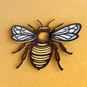 3D Biene Schichtpapier Kunst, Honigbiene 3D SVG, Tier Cricut Projekte, Kinderzimmer Kunst, Handwerk Raumdekor, Dateien für Cricut und Silhouette