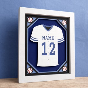 Benutzerdefinierte Baseball-Schattenbox, benutzerdefinierter Name, Geschenk für Männer, Sport 3D SVG, Baseball-Team Geschenk, Emblem-Dateien für Cricut