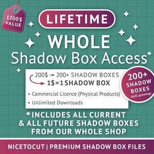 NiceToCut Shadowbox Accesso a vita, tutti i file Shadow Box attuali e futuri, RISPARMIA l'80%, Tutte le Shadow Box, Licenza commerciale