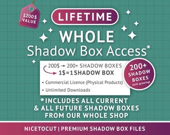 NiceToCut Shadowbox Lifetime Access, All Current & All Future Shadow Box Files, SAVE 80%, All Shadow Boxes, Commercial License