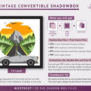 3D Vintage Cars Shadow Box Bundle, Travel Shadow Box, Car Lover 3D SVG ...
