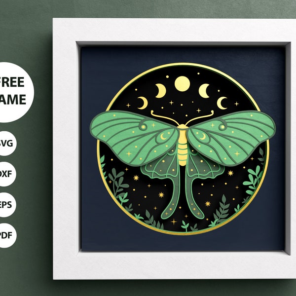 3D Luna Moth Shadow Box, Animal Shadow Box SVG, Mystical Moth Papercut, Animals SVG, Files For Cricut and Silhouette with Easy Instructions 3D Luna Moth Shadow Box, Animal Shadow Box SVG, Mystical Moth Papercut, Animals SVG, Files For Cricut and Silhouette with Easy Instructions