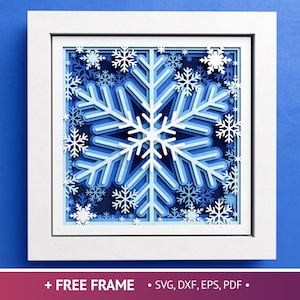 3D Snowflake Shadow Box, Winter Shadow Box SVG, Christmas Papercut, Snowflakes 3D SVG, Files For Cricut with Easy Instructions