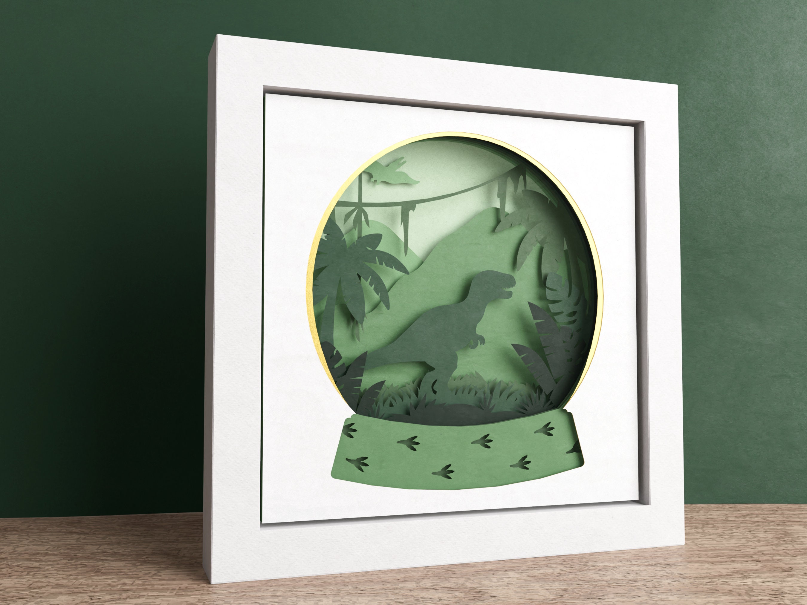 T-rex Dinosaur Shadow Box Dino Layered Paper Art Snow Globe - Etsy