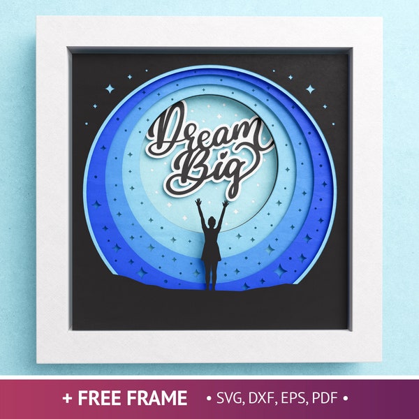 3D Dream Big Shadow Box, Spiritual Svg, Boho Svg, Layered Paper Art, Files For Cricut and Silhouette with Easy Instructions