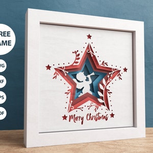 Angelo con tromba Shadowbox 3d Svg con semplici istruzioni per Natale, Angelo cristiano, file per Cricut e Silhouette