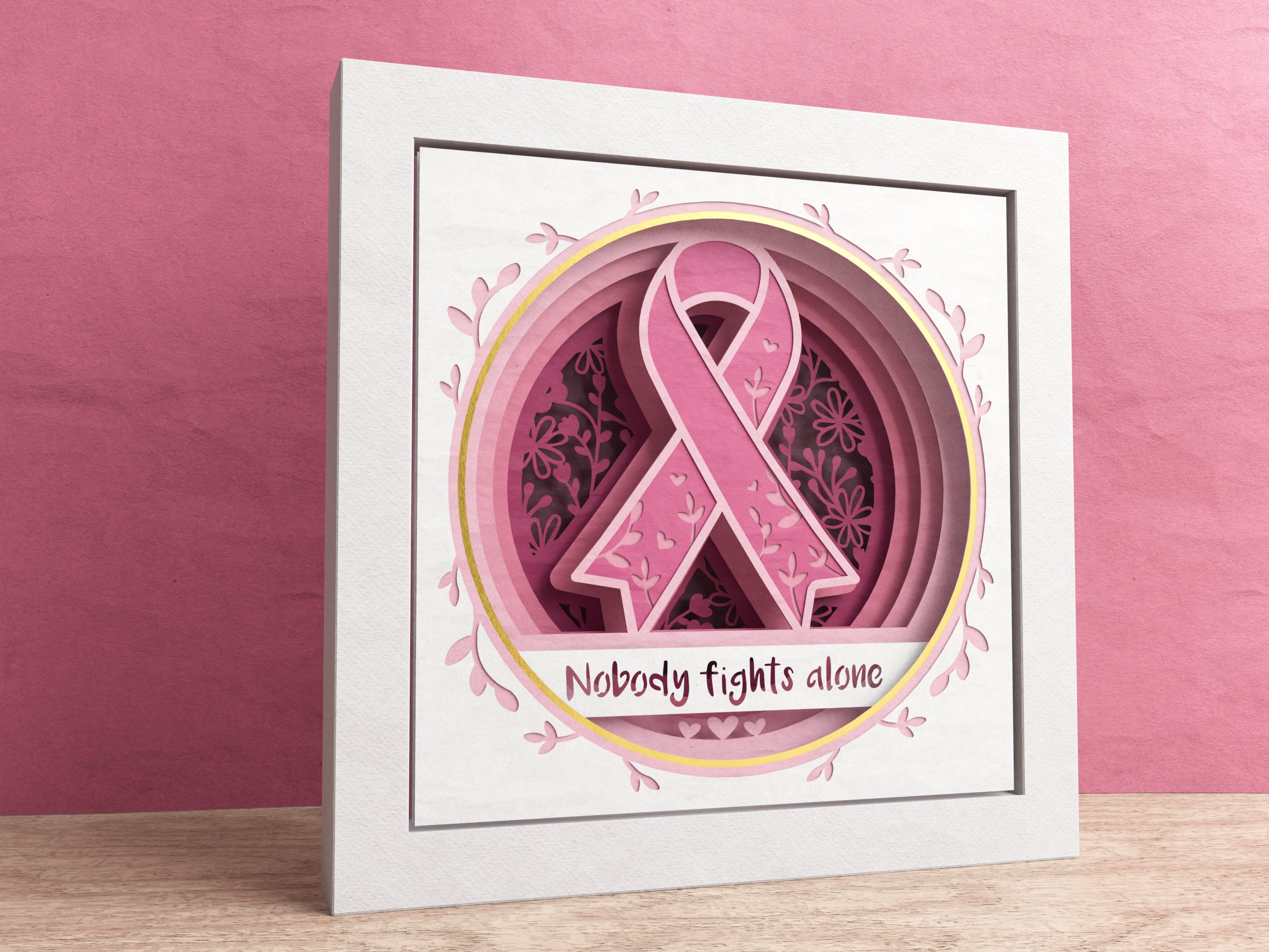 3D Cancer Awareness Ribbon Shadow Box, Cancer Ribbon SVG, Layered Paper ...