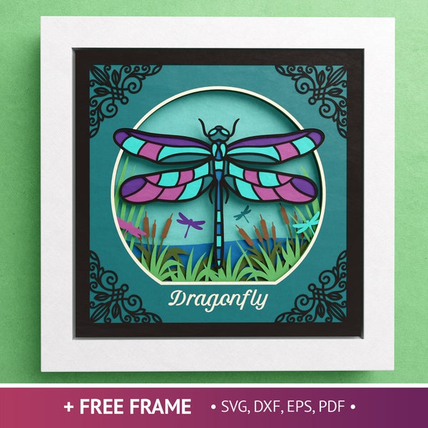 3D Dragonfly Shadow Box, Insect Cutout, Animal Shadow Box SVG, Files For Cricut with Easy Instructions