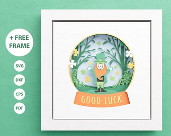 3D Leprechaun Shadow Box, St Patricks Day SVG, Layered Paper Art, Good Luck Shadow Box, Snowglobe, Files For Cricut with Easy Instructions