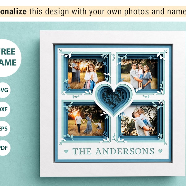 3D Family Gallery Shadow Box, Custom Name, Multi Photo Frame, Family Sign, Housewarming Gift, Shadow Box Files For Cricut Easy Instructions 3D Family Gallery Shadow Box, Custom Name, Multi Photo Frame, Family Sign, Housewarming Gift, Shadow Box Files For Cricut Easy Instructions
