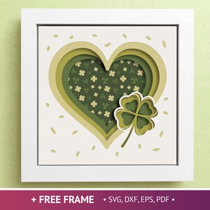 Trèfle 3D coeur trèfle, Svg de la Saint-Patrick, coeur porte-bonheur 3D SVG trèfle, fichiers pour Cricut et Silhouette avec instructions faciles