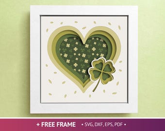 3D Clover Heart Shadow Box, Saint Patrick's Day Svg, Lucky Heart 3D SVG Shamrock, Files For Cricut and Silhouette with Easy Instructions
