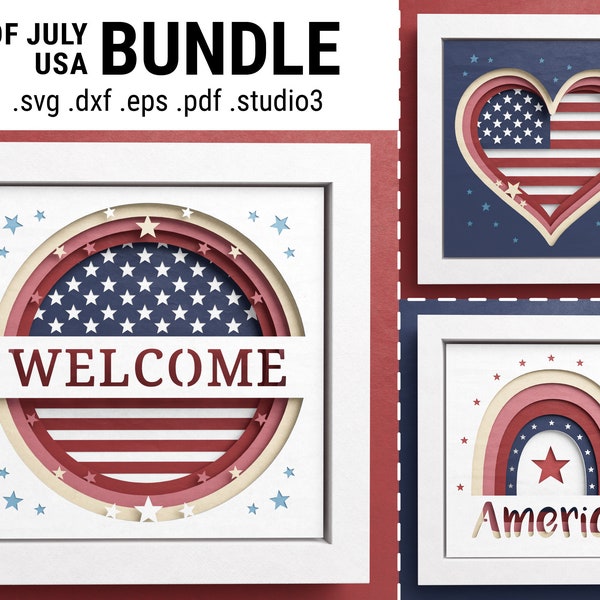 3D America Shadow Box Bundle, Independence Day, Patriotic Sign Decor, Welcome Flag, Files For Cricut and Silhouette with Easy Instructions 3D America Shadow Box Bundle, Independence Day, Patriotic Sign Decor, Welcome Flag, Files For Cricut and Silhouette with Easy Instructions