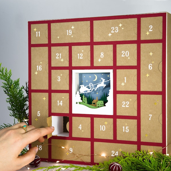 Advent Calender Shadowbox 3d Svg with Easy Instructions, Files For Cricut and Silhouette