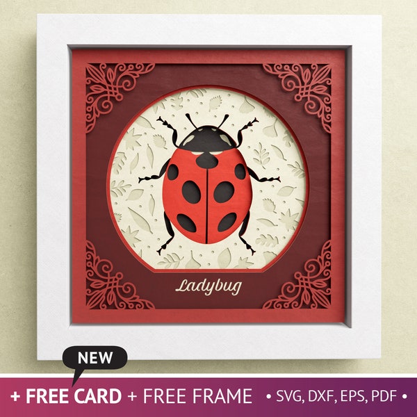 3D Ladybug Shadow Box, Animal Shadow Box SVG, Insect Papercut Projects, Animals SVG, Files For Cricut with Easy Instructions