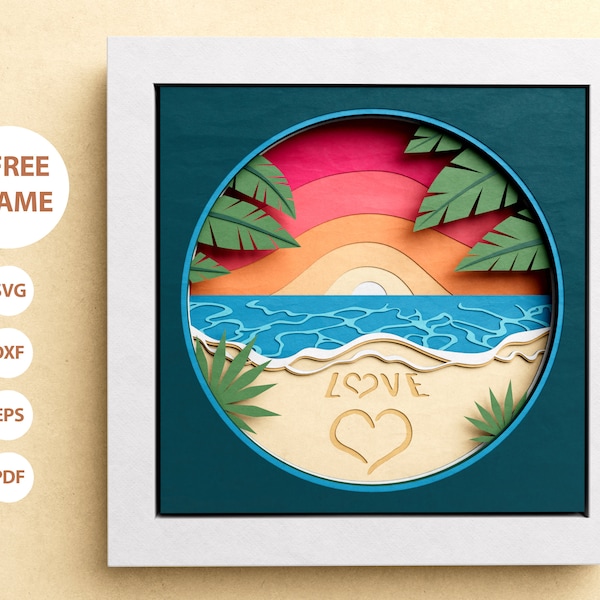 3D Beach Love Shadow Box, Valentines Day Shadow Box, 3D Heart and Love SVG, Mandala Files For Cricut and Silhouette with Easy Instructions 3D Beach Love Shadow Box, Valentines Day Shadow Box, 3D Heart and Love SVG, Mandala Files For Cricut and Silhouette with Easy Instructions