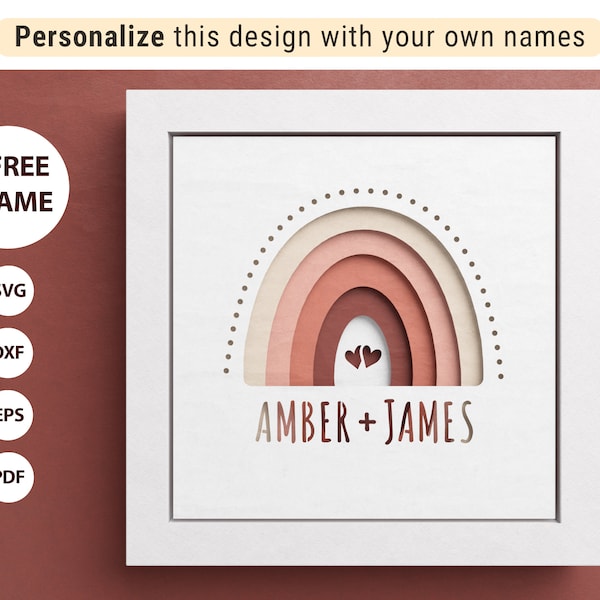 3D Custom Names Shadow Box, Valentines Day Shadow Box, Boho Rainbow Svg, Files For Cricut and Silhouette with Easy Instructions 3D Custom Names Shadow Box, Valentines Day Shadow Box, Boho Rainbow Svg, Files For Cricut and Silhouette with Easy Instructions