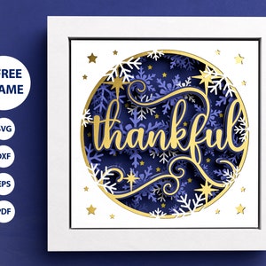 3D Thankful Shadow Box, Christmas 3D SVG, Christmas Layered Papercut, Files For Cricut and Silhouette with Easy Instructions
