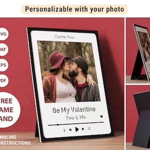 3D Song Valentine Layered Paper Art with Custom Photo, Music Player SVG, Music Plaque SVG files, Audio Control SVG, Love Valentine Files