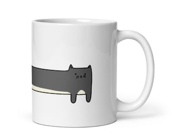 ロングマンチカン猫マグカップ - おもしろい陶器コーヒーカップ
