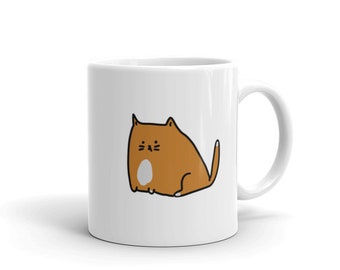 Taza de café con diseño de gato pelirrojo gordo – Diseño de barriga regordeta