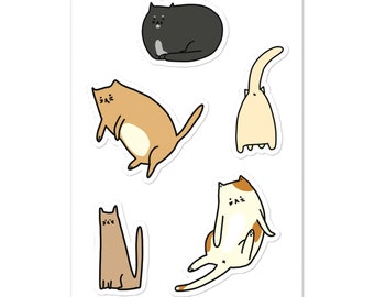 Glossy Cat Sticker Sheet, Awkward Cat Stickers for Journalling, Scrapbooking, Decoration