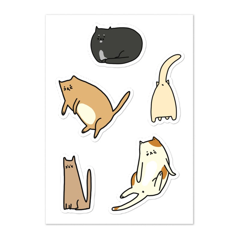 Glossy Cat Sticker Sheet, Awkward Cat Stickers for Journalling, Scrapbooking, Decoration image 1