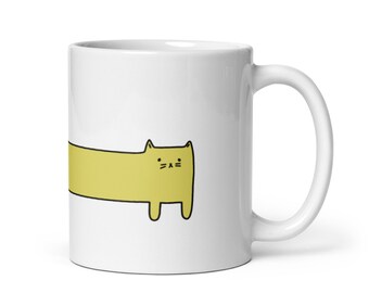Mug - Long Yellow Munchkin Cat | Coffee Mug | Tea Mug | Cup | Drinking Cup | Funny Mug | Cat Mug