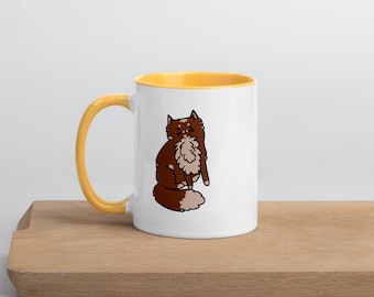 ふわふわの茶色の猫の陶器マグカップ - 面白いコーヒーまたはティーカップ