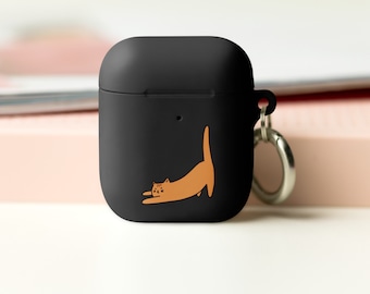 AirPods Case - Fat Ginger Cat Stretch | Protective AirPods Case | Cute AirPods Case | Cute Cat Doodle | AirPods Pro Case | Cat AirPods Case