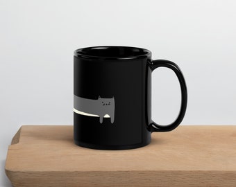 ロングマンチカン猫マグカップ - 面白いコーヒーまたはティーカップ