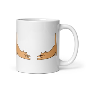 Cat Mug - Fat Ginger Cat Stretching | Coffee Mug | Tea Mug | Cup | Drinking Cup | Funny Mug | Cat Mug | AwkwardCatStudio