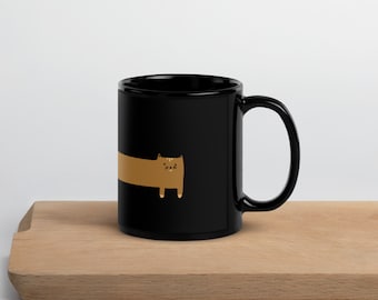 ロングマンチカン猫マグカップ - 面白いコーヒーまたはティーカップ