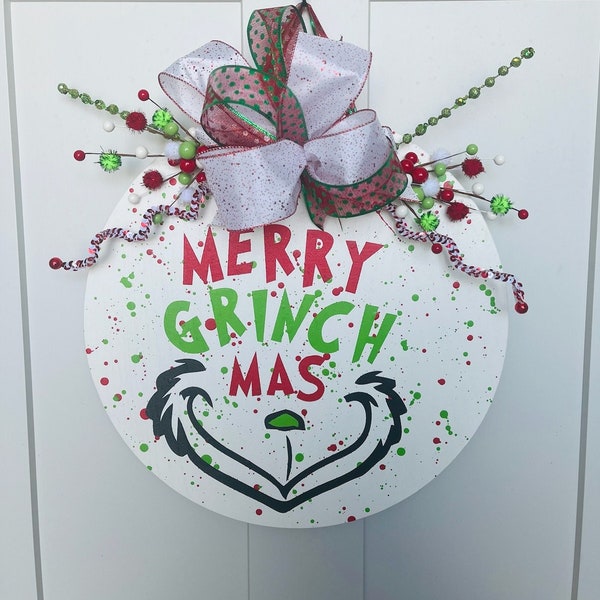 Merry Grinchmas Door Sign