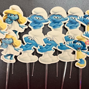 Los Pitufos Cupcake Toppers/Picks, Cumpleaños, Baby Shower