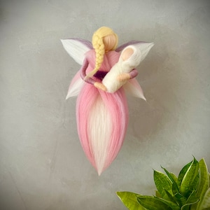 Guardian angel felt fairy felted for birth, baptism or as a midwife gift image 1