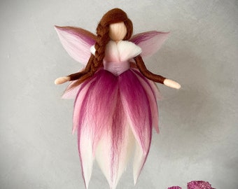 Magnolia fairy elf angel felt fairy felted from fairytale wool