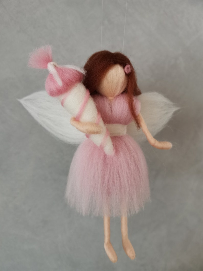 Fairy starting school, school cone fairy, first grader elf, guardian angel, felted image 3