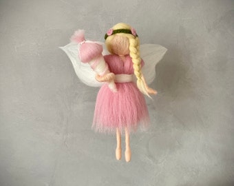 Fairy school enrollment school start school cone fairy first grader elf guardian angel felted optionally in pink, purple or a desired color