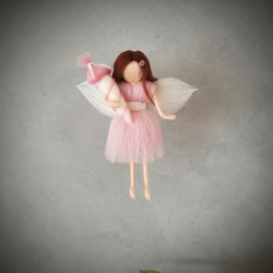 Fairy starting school, school cone fairy, first grader elf, guardian angel, felted image 1