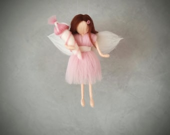 Fairy starting school, school cone fairy, first grader elf, guardian angel, felted