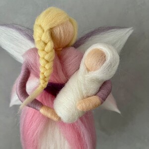 Guardian angel felt fairy felted for birth, baptism or as a midwife gift image 2