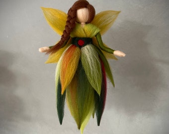 Felt fairy autumn leaf fairy elf angel felted from fairytale wool