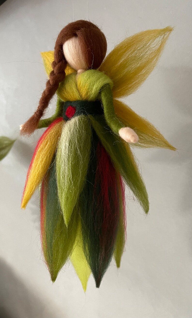 Felt fairy autumn leaf fairy elf angel felted from fairytale wool image 3