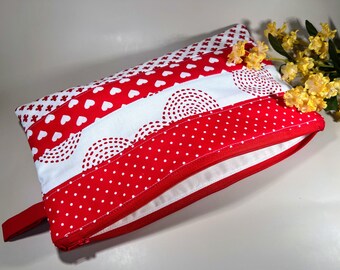 Pencil case Handmade Pouch Gift for Her Colorful Fabric Pouch Cord organizer