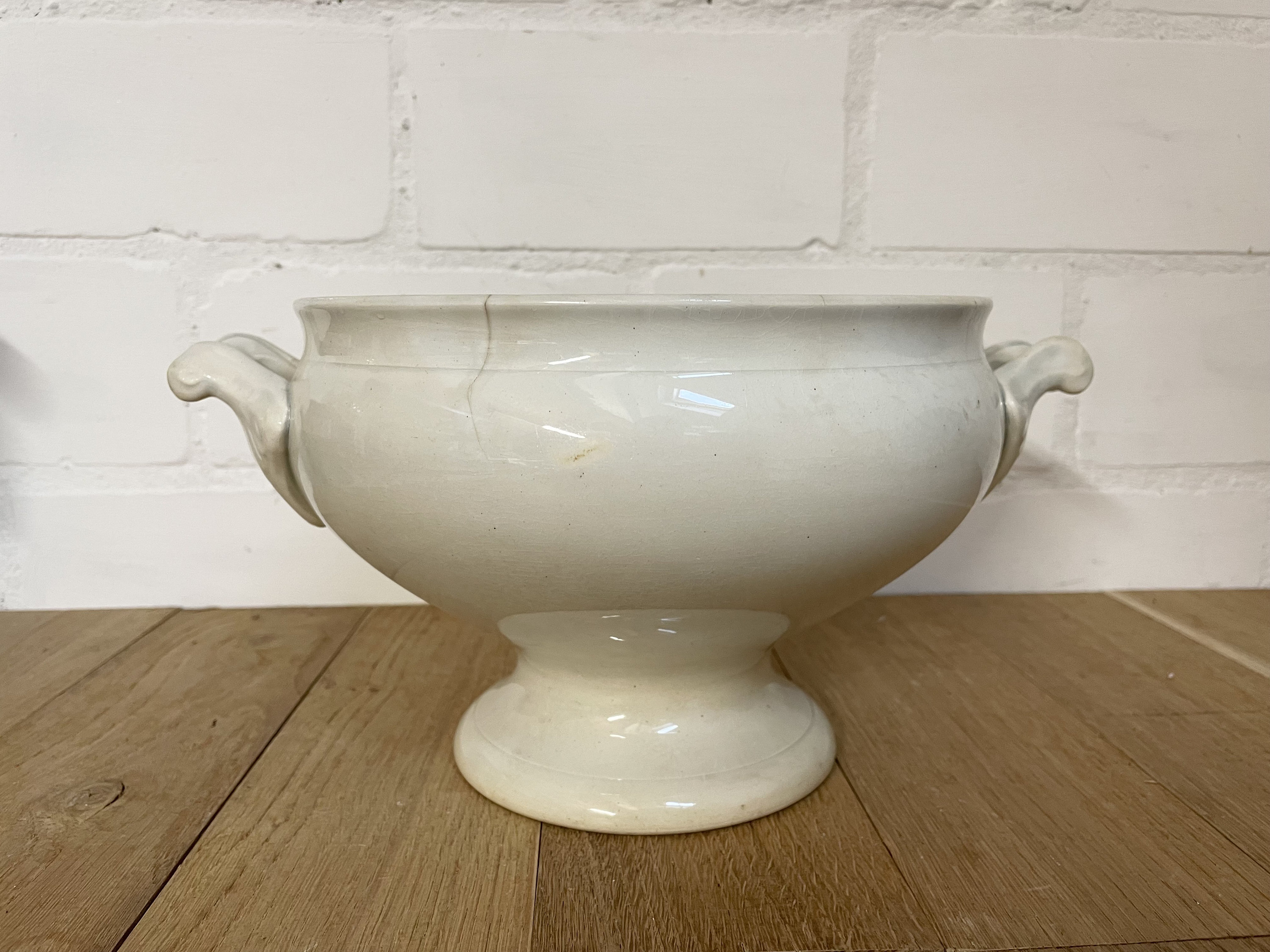 Large Antique Tureen Stained Antique Ironstone Footed Bowl Etsy UK